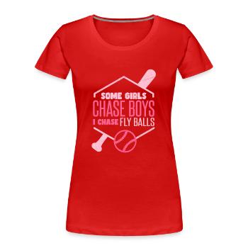 Ich jage Fliegenbälle Softball Mädchen - Frauen Premium Bio T-Shirt - Rot - Vorne - Mia (176cm)