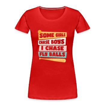 Lustiger Softball-Mädchen-Humor - Frauen Premium Bio T-Shirt - Rot - Vorne - Mia (176cm)