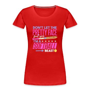 Ich bin ein Softball-Biest - Frauen Premium Bio T-Shirt - Rot - Vorne - Mia (176cm)