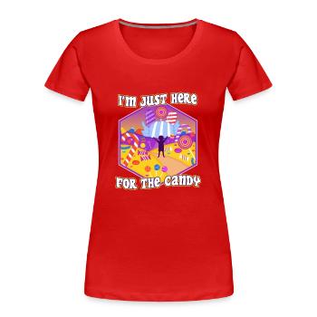 Im just here for the candy - Women's Premium Organic T-Shirt - red - Front - Mia (176cm)
