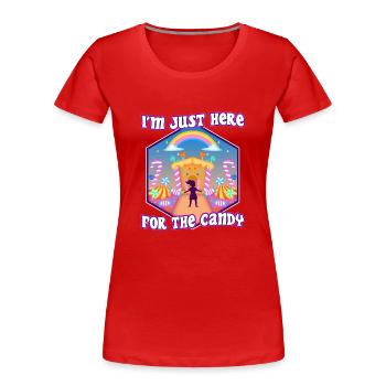 Im just here for the candy - Women's Premium Organic T-Shirt - red - Front - Mia (176cm)