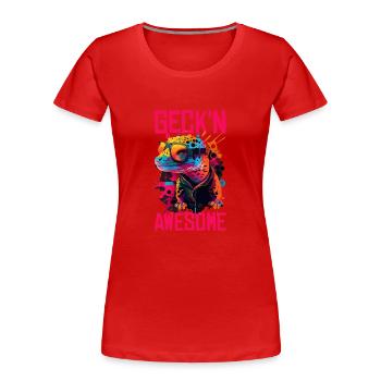 Leopard Gecko Lizard Lover - Women's Premium Organic T-Shirt - red - Front - Mia (176cm)