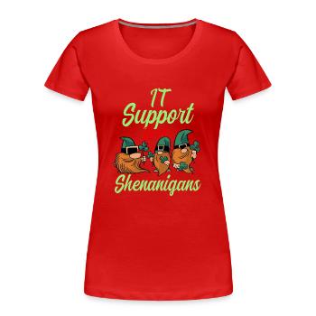 IT Support St. Patrick's Day - Women's Premium Organic T-Shirt - red - Front - Mia (176cm)