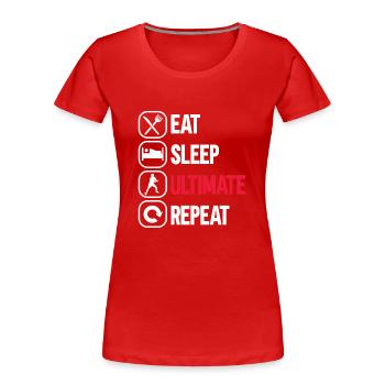 Ultimate Frisbee Throwing Disc - Women's Premium Organic T-Shirt - red - Front - Mia (176cm)