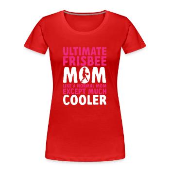 Ultimate Frisbee Throwing Disc - Women's Premium Organic T-Shirt - red - Front - Mia (176cm)