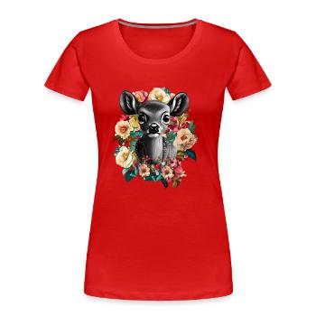 Reh - Frauen Premium Bio T-Shirt - Rot - Vorne - Mia (176cm)