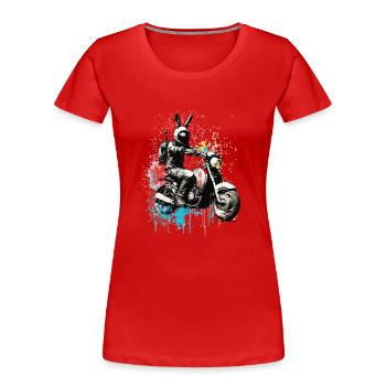 Graffiti Hase auf Motorroller Motorrad - Frauen Premium Bio T-Shirt - Rot - Vorne - Mia (176cm)