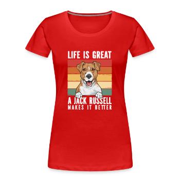 Jack Russell Terrier - T-shirt bio Premium Femme - rouge - Devant - Mia (176cm)