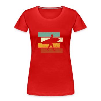Surf Rétro - T-shirt bio Premium Femme - rouge - Devant - Mia (176cm)