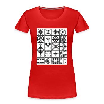 AMAZIGH BERBER KABYLE KABYLE MOTIF - Women's Premium Organic T-Shirt - red - Front - Mia (176cm)
