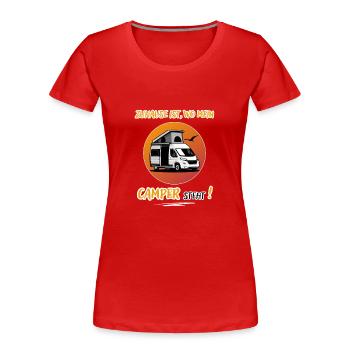 Zuhause Ist Wo Mein Camper steht-Kastenwagen-WoMo - Frauen Premium Bio T-Shirt - Rot - Vorne - Mia (176cm)