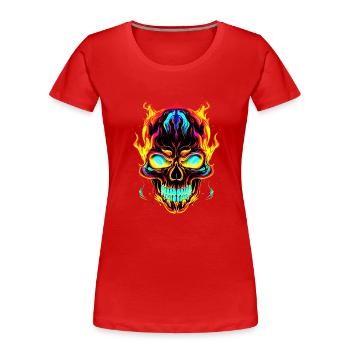 Beschwöre die dunkle Seite: Einzigartiger Skull Gothic - Frauen Premium Bio T-Shirt - Rot - Vorne - Mia (176cm)