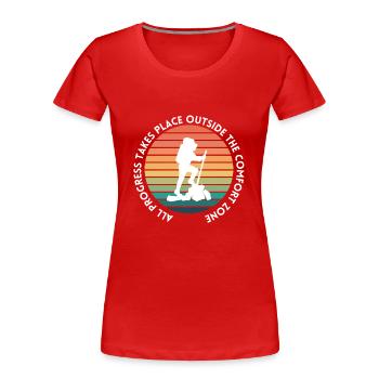 Progression de la randonnée en dehors de la zone de confort - T-shirt bio Premium Femme - rouge - Devant - Mia (176cm)