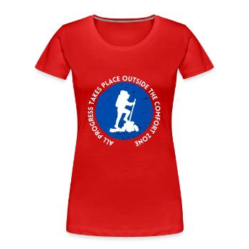 Progression de la randonnée en dehors de la zone de confort - T-shirt bio Premium Femme - rouge - Devant - Mia (176cm)