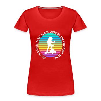 Progression de la randonnée en dehors de la zone de confort - T-shirt bio Premium Femme - rouge - Devant - Mia (176cm)