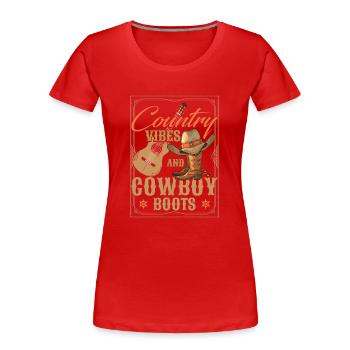 Country Vibes - Women's Premium Organic T-Shirt - red - Front - Mia (176cm)