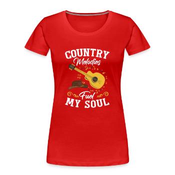 Country Melodies Fuel My Soul - Women's Premium Organic T-Shirt - red - Front - Mia (176cm)