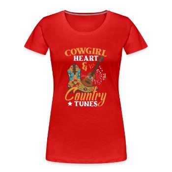 Country Tunes - Women's Premium Organic T-Shirt - red - Front - Mia (176cm)