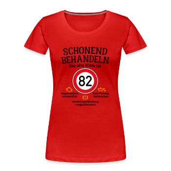 82. Geburtstag Schonend Behandeln 82 Alte Kiste 82 - Frauen Premium Bio T-Shirt - Rot - Vorne - Mia (176cm)