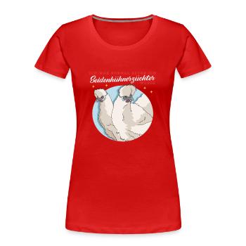 Poulet en soie Poulet Silkie | Cadeau de poulets en soie - T-shirt bio Premium Femme - rouge - Devant - Mia (176cm)
