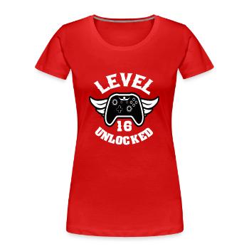 Level 16 Unlocked 16 Geburtstag - Frauen Premium Bio T-Shirt - Rot - Vorne - Mia (176cm)