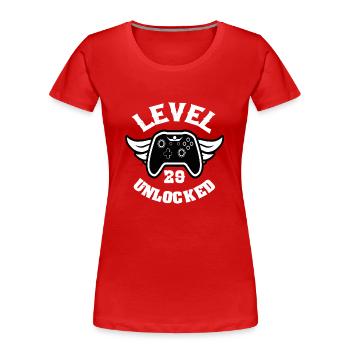 Niveau 29 Débloqué 29 Anniversaire - T-shirt bio Premium Femme - rouge - Devant - Mia (176cm)