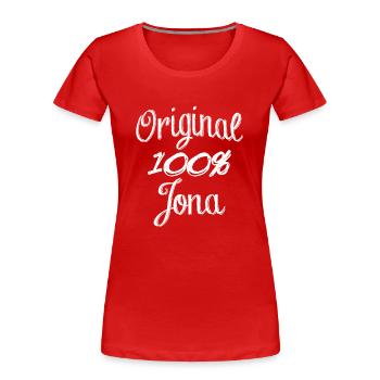 Original 100% Jona - Frauen Premium Bio T-Shirt - Rot - Vorne - Mia (176cm)