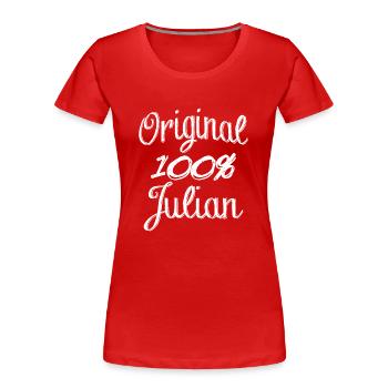 Original 100% Julien - T-shirt bio Premium Femme - rouge - Devant - Mia (176cm)