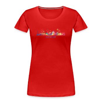 Budapester Skyline Budapest - Frauen Premium Bio T-Shirt - Rot - Vorne - Mia (176cm)