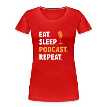 Podcasteur Podcast - T-shirt bio Premium Femme - rouge - Devant - Mia (176cm)
