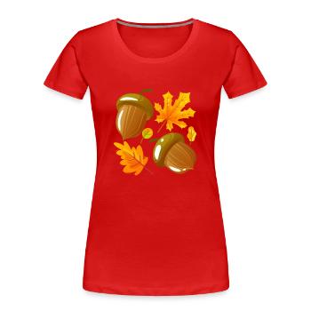 Herbstblätter Eicheln Fall Lover Thanksgiving - Frauen Premium Bio T-Shirt - Rot - Vorne - Mia (176cm)