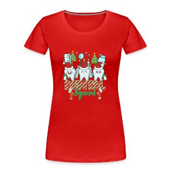 Zahn Zähne Zahnarzt Zahnmedizinische Angestellte - Frauen Premium Bio T-Shirt - Rot - Vorne - Mia (176cm)