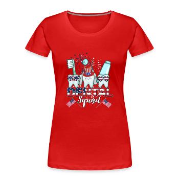 Zahn Zähne Zahnarzt Zahnmedizinische Angestellte - Frauen Premium Bio T-Shirt - Rot - Vorne - Mia (176cm)