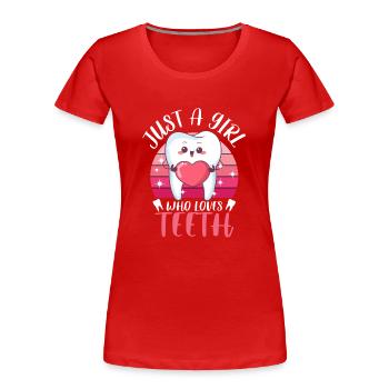Zahn Zähne Zahnarzt Zahnmedizinische Angestellte - Frauen Premium Bio T-Shirt - Rot - Vorne - Mia (176cm)