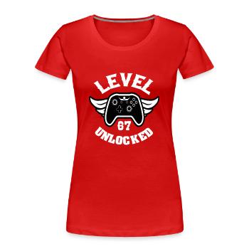 Level 67 Unlocked 67 Birthday - Women's Premium Organic T-Shirt - red - Front - Mia (176cm)