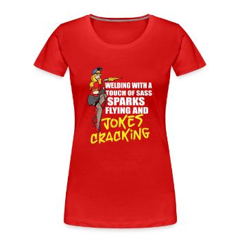 Female Welder Funny - Women's Premium Organic T-Shirt - red - Front - Mia (176cm)