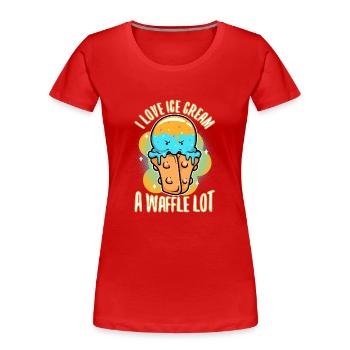 I love ice cream a waffle lot - Frauen Premium Bio T-Shirt - Rot - Vorne - Mia (176cm)
