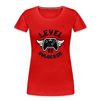 Niveau 55 Débloqué 55 Anniversaire - T-shirt bio Premium Femme - rouge - Devant - Mia (176cm)