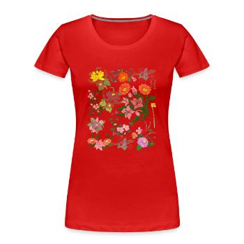 Wildblumen Botaniker Natur Blumen Geschenk Botanik - Frauen Premium Bio T-Shirt - Rot - Vorne - Mia (176cm)