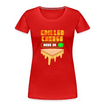 Fromage grillé Fromage grillé Fromage Amateur de fromage Cadeau - T-shirt bio Premium Femme - rouge - Devant - Mia (176cm)