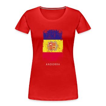 Souvenir avec le drapeau d’Andorre - T-shirt bio Premium Femme - rouge - Devant - Mia (176cm)
