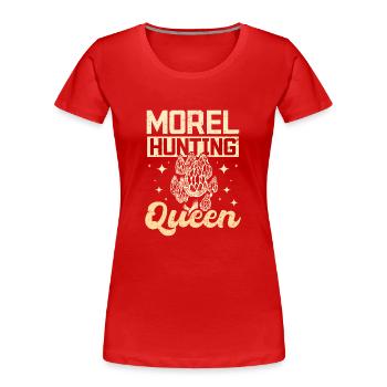 Reine de chasse aux morilles aux champignons - T-shirt bio Premium Femme - rouge - Devant - Mia (176cm)