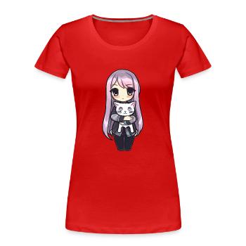 Anime Katzen Kawaii Teen Otaku Mädchen Mit Katze - Frauen Premium Bio T-Shirt - Rot - Vorne - Mia (176cm)