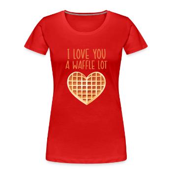 Je t’aime une quantité de gaufres - T-shirt bio Premium Femme - rouge - Devant - Mia (176cm)
