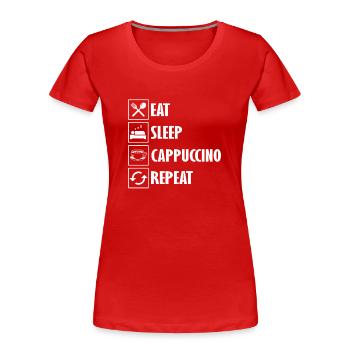 Funny Cappuccino Coffee Costume Barista - Women's Premium Organic T-Shirt - red - Front - Mia (176cm)