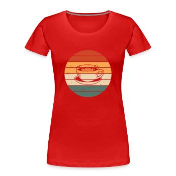 Retro Cappuccino Tasse - Frauen Premium Bio T-Shirt - Rot - Vorne - Mia (176cm)