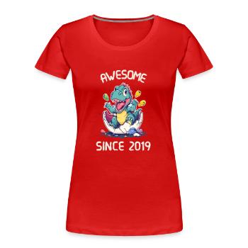 Kids Dinos Birthday Party | Awesome since 2019 - Women's Premium Organic T-Shirt - red - Front - Mia (176cm)