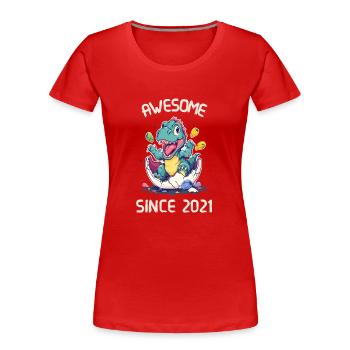 Kids Dinos Birthday Party | Awesome since 2021 - Women's Premium Organic T-Shirt - red - Front - Mia (176cm)