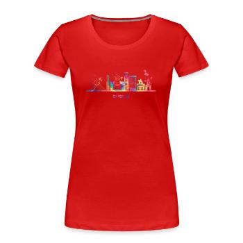 Dublin Skyline Dublin - Frauen Premium Bio T-Shirt - Rot - Vorne - Mia (176cm)
