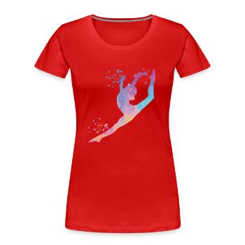 Gymnastin Mit Keulen Rhythmische Sportgymnastik - Frauen Premium Bio T-Shirt - Rot - Vorne - Mia (176cm)